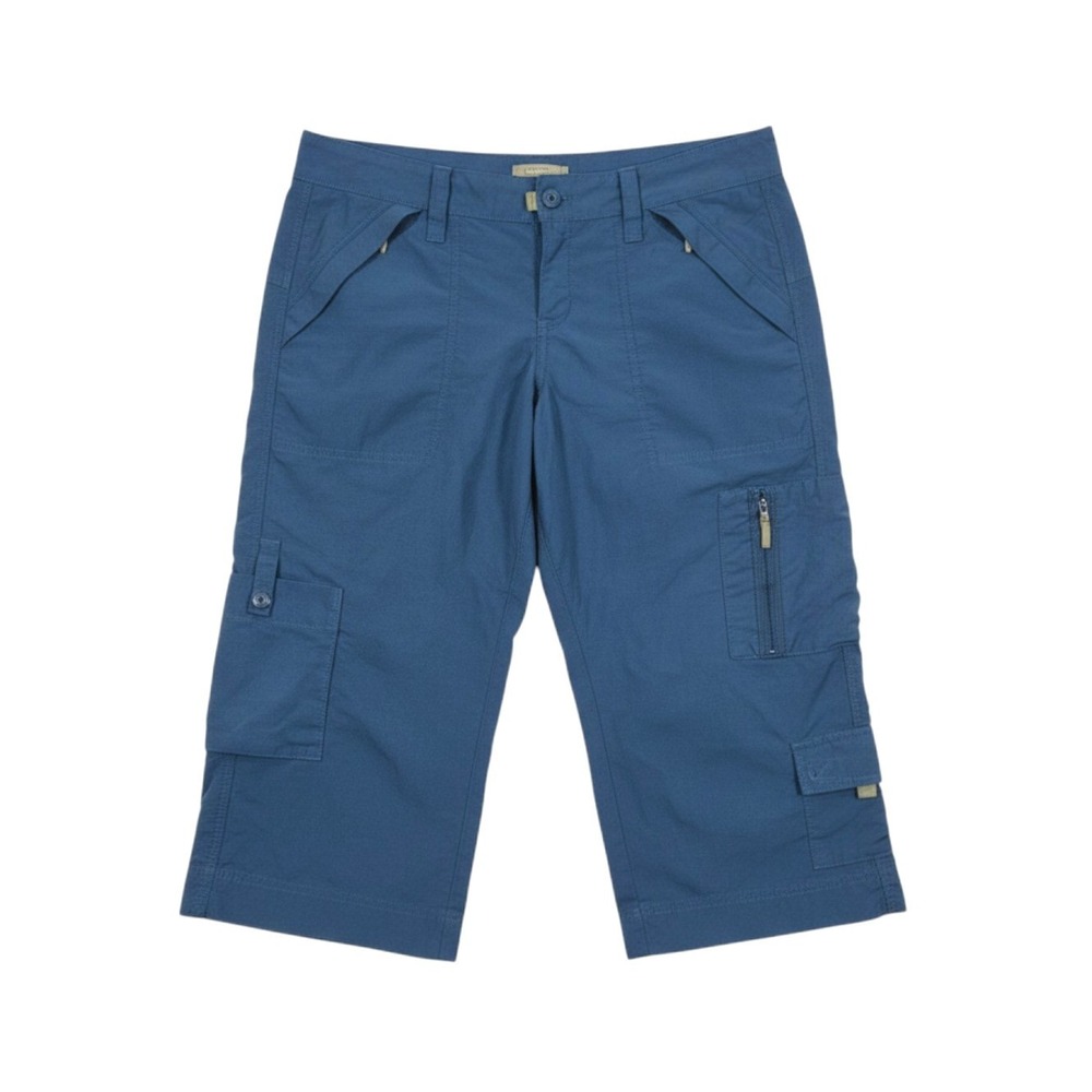 Eddie Bauer Cargo Capri Pants Women 10 Petite Blue Nylon Ripstop Hiking Utility